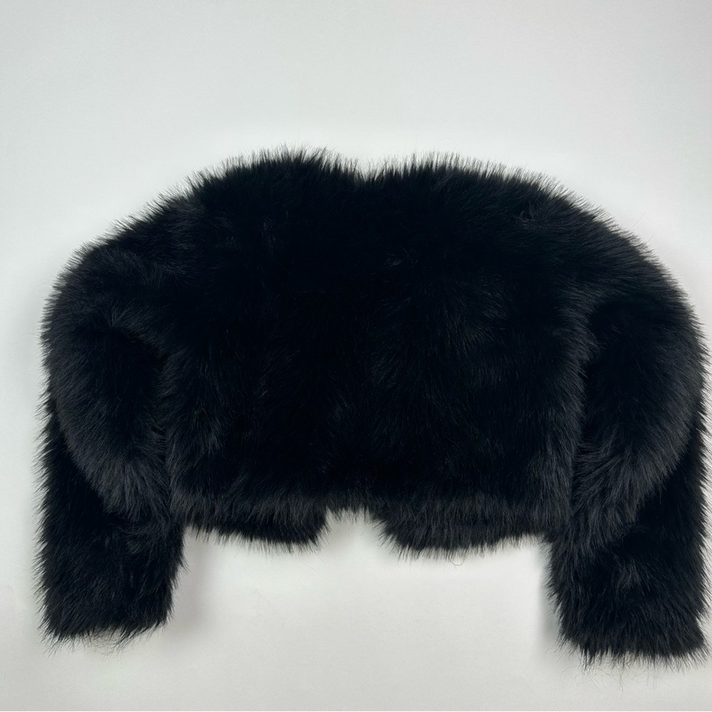 Art Class Plush Black Faux Fur Jacket Size Large - Picture 8 of 8